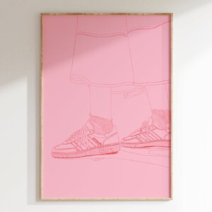 Pink and Red Sneaker Print: Fashion Illustration (UNFRAMED)
