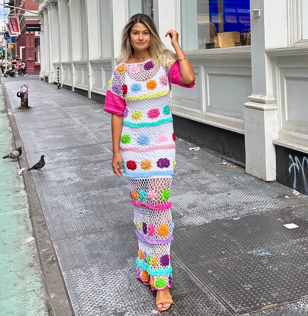 Juliet Crochet Dress With Flowers Etsy