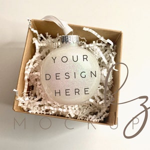 Christmas Ornament Mockup Glitter Bauble White tree decoration JPG Digital Download