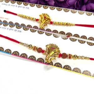 Ganesha Rakhi for Hindu Festival Raksha Bandhan Dora Rakhadi Rakhee Beaded Wrist Band Red Dora Red Rakhadi