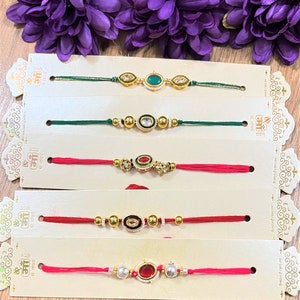 Set of 4/6 Rakhi for Hindu Festival Raksha Bandhan Dora Rakhadi Rakhee Beaded Wrist Band Red Dora Red Rakhadi Rakhee R3