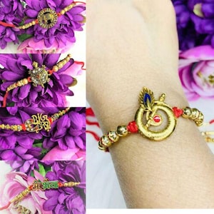 Set of 4 Shiv Rakhdi OM Rakhi for Hindu Festival Raksha Bandhan Dora Rakhadi Rakhee Traditional  Wrist Band Rakhi  B4