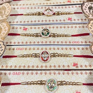Set of 4/6/8  Rakhi for Hindu Festival Raksha Bandhan Dora Rakhadi Rakhee Beaded Wrist Band Minakari3