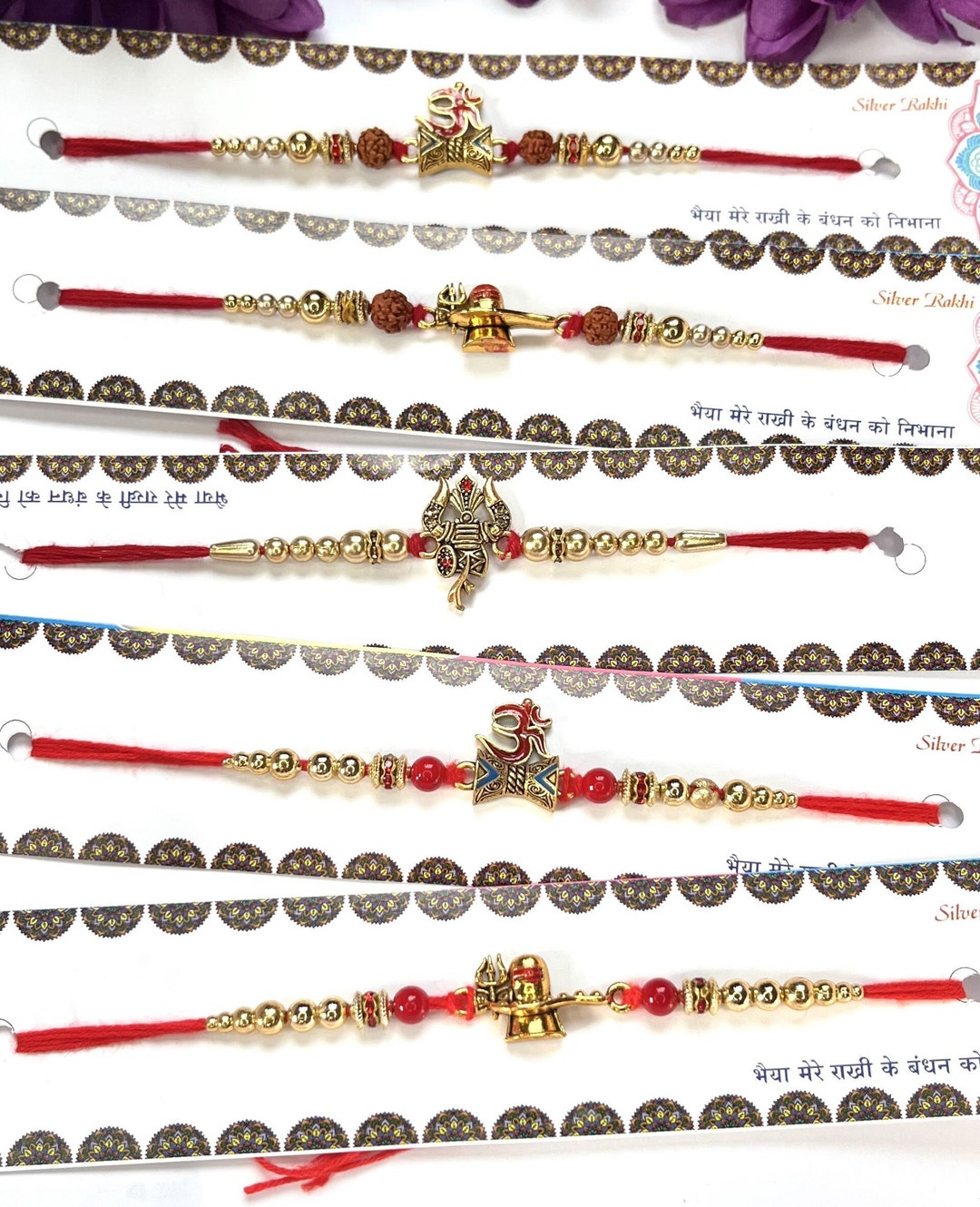Set of 4 Shiv Rakhdi OM Rakhi for Hindu Festival Raksha Bandhan Dora ...