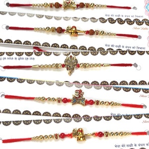 Set of 4 Shiv Rakhdi OM Rakhi for Hindu Festival Raksha Bandhan Dora Rakhadi Rakhee Traditional  Wrist Band Rakhi  B4