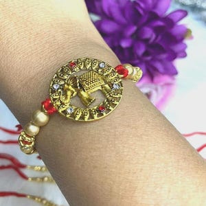 Set of 2 /4/6  Elephant Rakhi for Hindu Festival Raksha Bandhan Dora Rakhadi Rakhee Beaded Wrist Band Red Dora Red Rakhadi