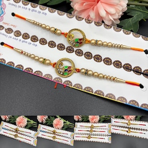 Set of 4 Peacock  Rakhdi for Hindu Festival Raksha Bandhan Red Dora Rakhadi Rakhee Traditional Wrist Band Rakhi  B3