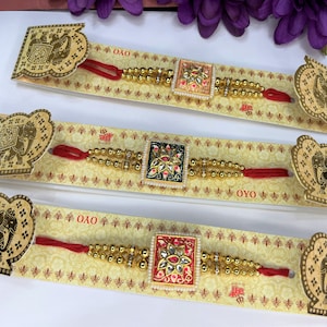 Set of 2 Rakhi for Hindu Festival Raksha Bandhan Dora Rakhadi Rakhee Beaded Wrist Band Red Dora Red Rakhadi