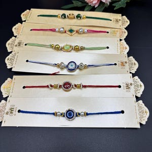 Set of 4 Rakhi for Hindu Festival Raksha Bandhan Dora Rakhadi Rakhee Beaded Wrist Band Red Dora Red Rakhadi R6