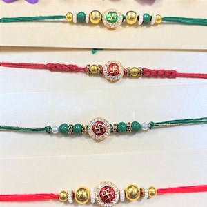 Set of 4/6 Rakhi for Hindu Festival Raksha Bandhan Dora Rakhadi Rakhee Beaded Wrist Band Red Dora Red Rakhadi Rakhee R2