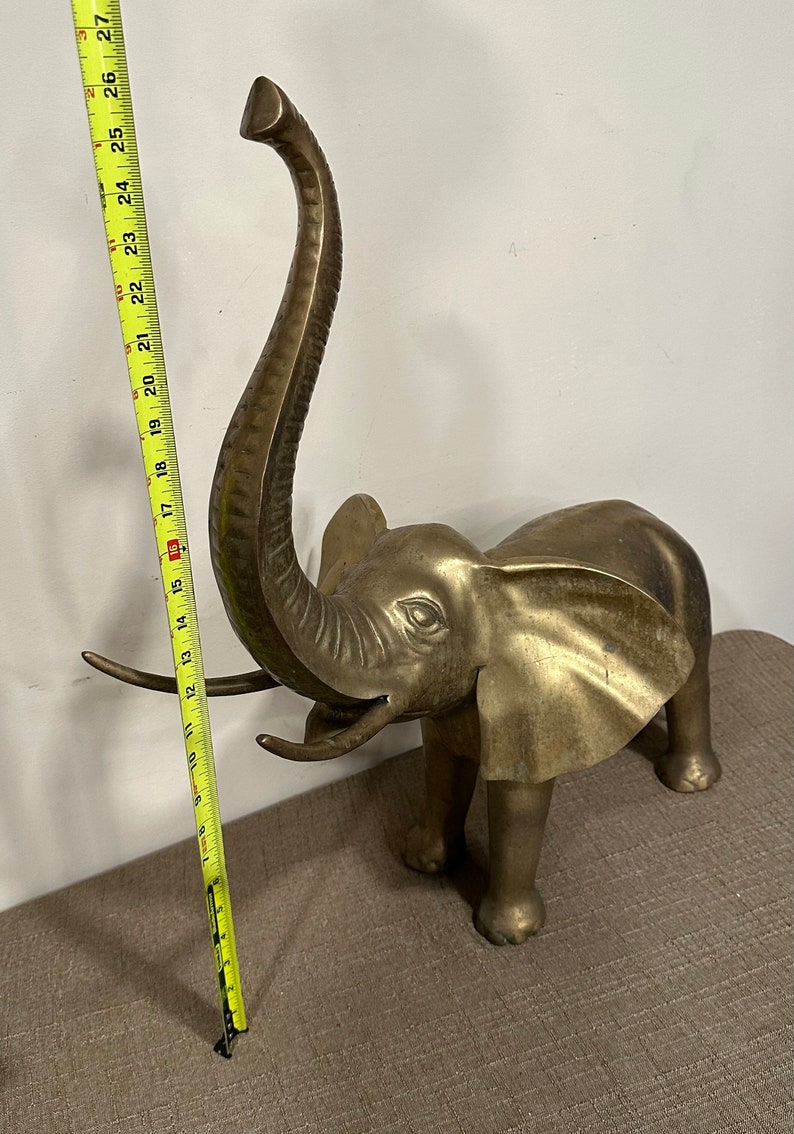 Vintage Brass Elephant Statue Large African Elephant Etsy