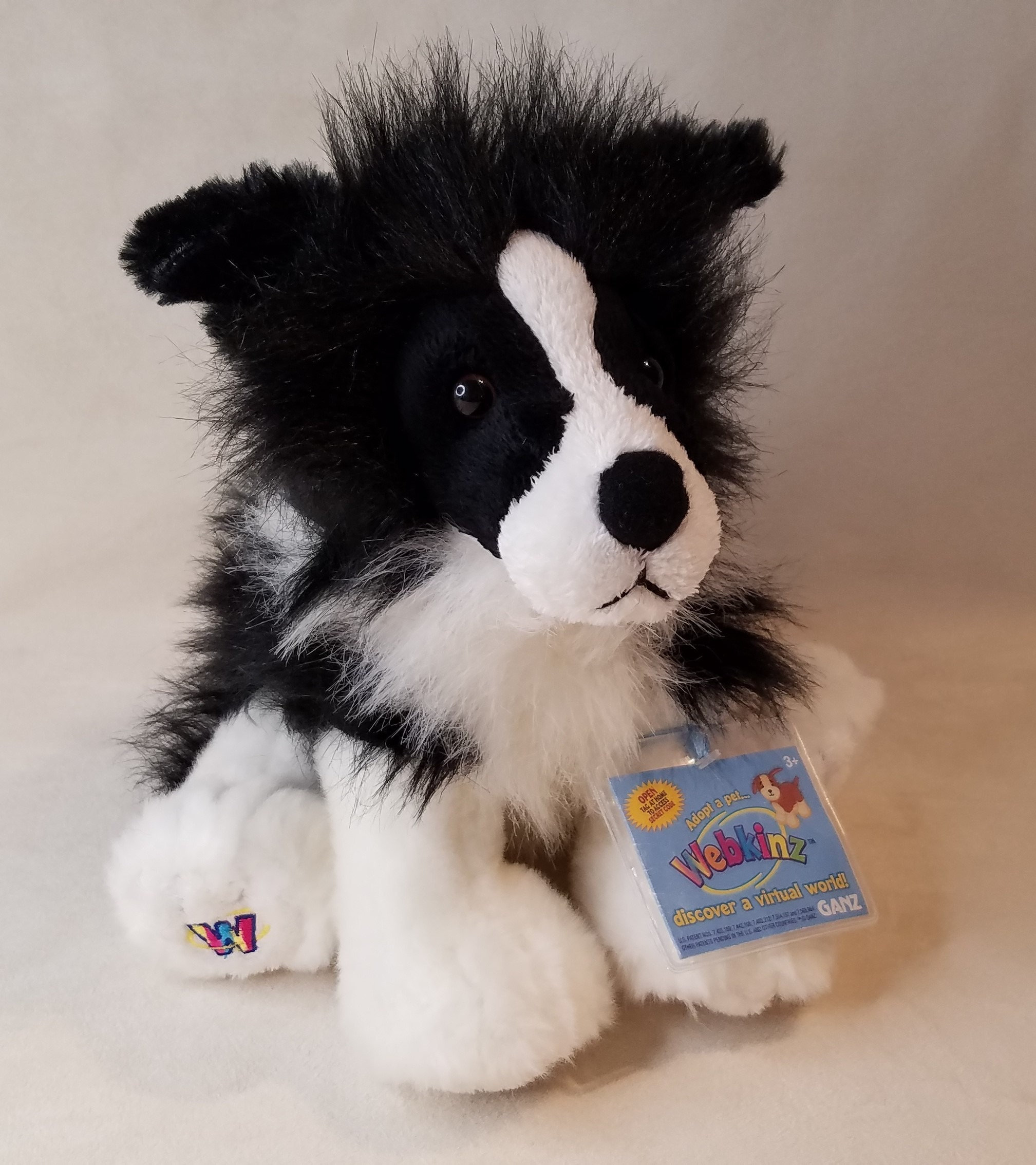 GANZ Webkinz Collie White & Brown Plush Dog Lassie Toy no code