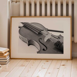 Black and White Violin Printable Wall Art, Musical Instrument Photography, Digital Download decor, Music Lover Gift