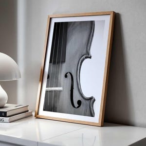 Violin Wall Art, Musical Instrument Photo, BW Photography, Music Room Decor, Digital Download, Printable Wall Art, Black and White