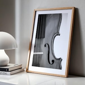 Violin Photo Print: Black and White Music Room Decor (Digital Download)