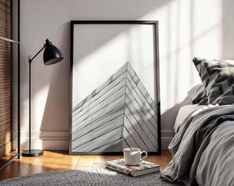 Modern Architecture Print: Minimal Wall Art, Black and White Building Photo (Digital Download)