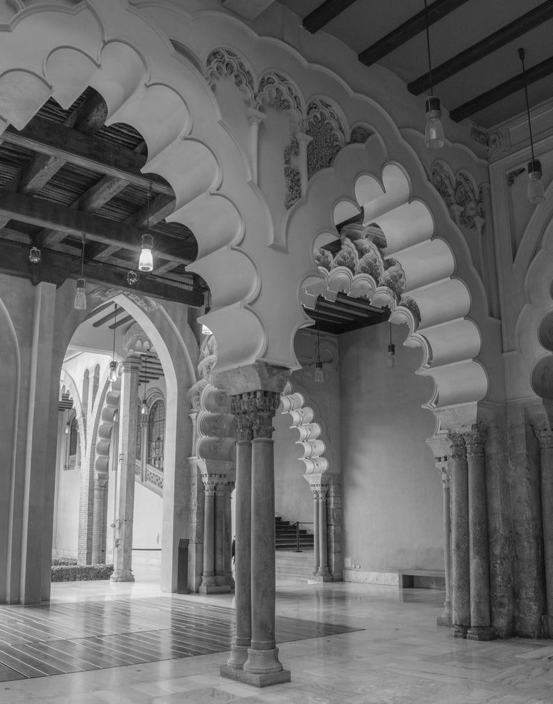 Black and White Arabic Architecture Wall Art Print Etsy