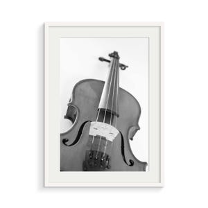 Black and White Violin Photo - BW Music Wall Art, Digital Download, Printable Musical Instrument Print, Music Room Decor