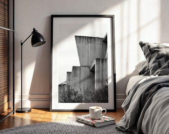 Brutalist Architecture Print: Black and White Building Photo (Digital Download)