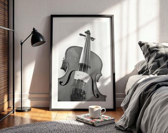 Black and White Violin Photo: Musical Instrument Print (Digital Download)