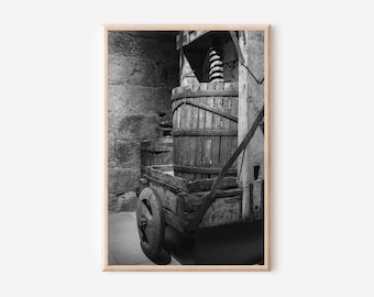 Rustic Winery Wall Art: Vintage Wine Press Photo, Farmhouse Decor (Digital Download)