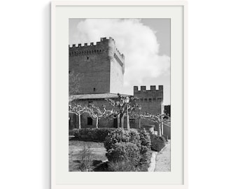 Black and White Castle Photo Print: Architecture Wall Art (Digital Download)
