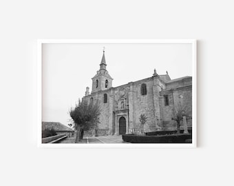 Monochrome Architecture Photo: Old Stone Church Print (Digital Download)