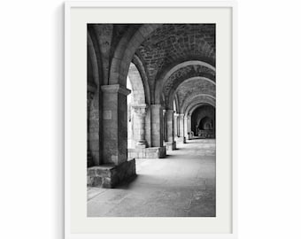 Black and White European Architecture Print, Arches Photo (Digital Download)