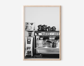 Schwarz und weiß Coffee Shop Foto Print, druckbare Wandkunst, digitaler Download