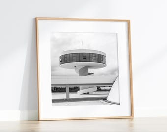 Black and White European Building Photo: Minimalist Architecture Wall Art (Digital Download)