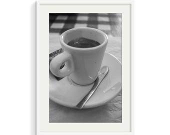 Italian Coffee Poster: Black and White Coffee Photography Print (Digital Download)