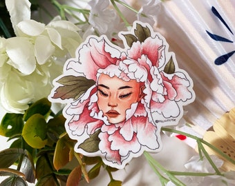 Etiqueta adhesiva de cabeza de flor