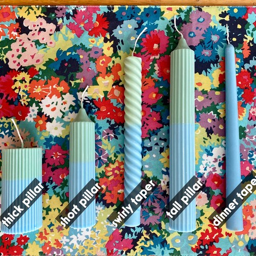 Pillar & Taper Candles Unscented Colorful Handmade Fun Etsy