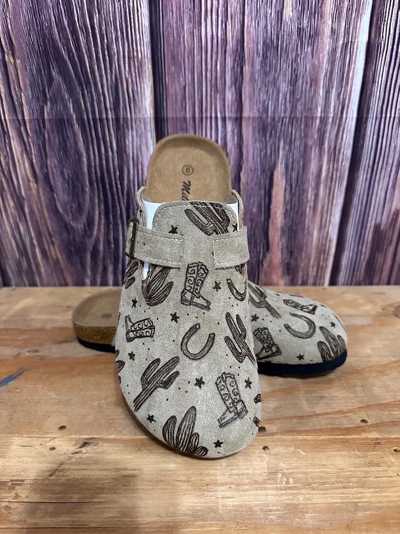 Tan Clogs / Women / Custom / Freehand Burned Howdy Design / for Her - Etsy