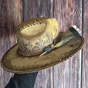Flat Wide Brim Tan Hat - Etsy