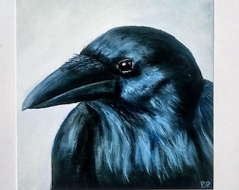 Impresión Giclée de Cuervo: Arte de Aves, Hecho por Artistas