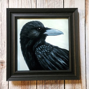 Raven Art Archival PRINT - From Original Oil Painting - Crow Raven Black Bird Lovers portrait - Wall Decor Gift Artwork - Choose Sizes!
