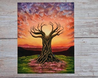Giclée-konsttryck med landskapsmotiv från Livets träd: Signerad