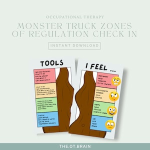 Monster Truck Zones of Regulation Visual Aid Check In, Occupational Therapy Craft & Intervention by OT Brain, Digital Download