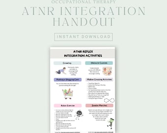 ATNR Reflex Integration Educational Parent Handout, Occupational Therapy Craft & Intervention by OT Brain, Digital Download