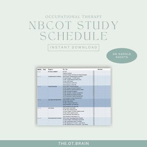 Ultimate NBCOT Study Schedule on Google Sheets; Occupational Therapy Study Guide