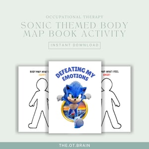 Sonic Themed Body Map/Scan Book, Occupational Therapy Craft & Intervention by OT Brain, Digital Download