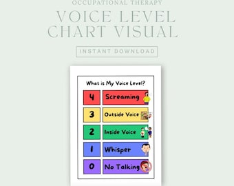 Voice Level Chart Visual Aid, Occupational Therapy Craft & Intervention by OT Brain, Digital Download