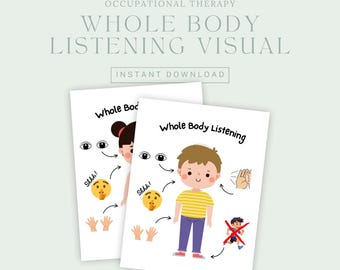 Whole Body Listening Visual, Occupational Therapy Craft & Intervention by OT Brain, Digital Download