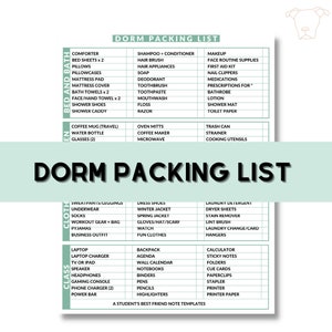 Dorm Packing List - Sage