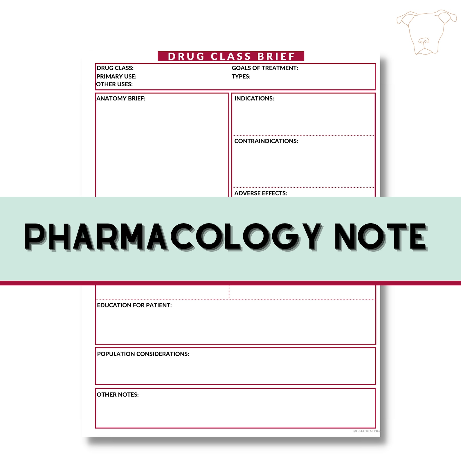 Pharmacology Note Template Drug Class Brief raspberry Etsy Pharmacology Note Template Drug Class Brief raspberry Etsy