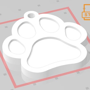Paw STL File for 3D Printing / Pet Charm or Keychain - Digital Download (Customizable)