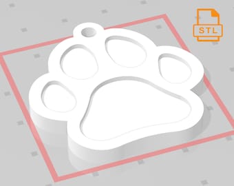 Paw STL File for 3D Printing / Pet Charm or Keychain - Digital Download (Customizable)