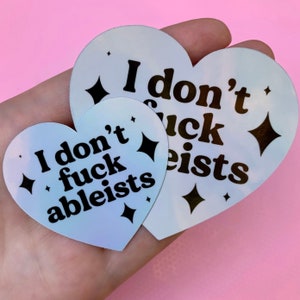 I Don't F Ableists Holographic Vinyl Sticker/ Anti-ableism disability rights activism/ water bottle laptop sticker decal