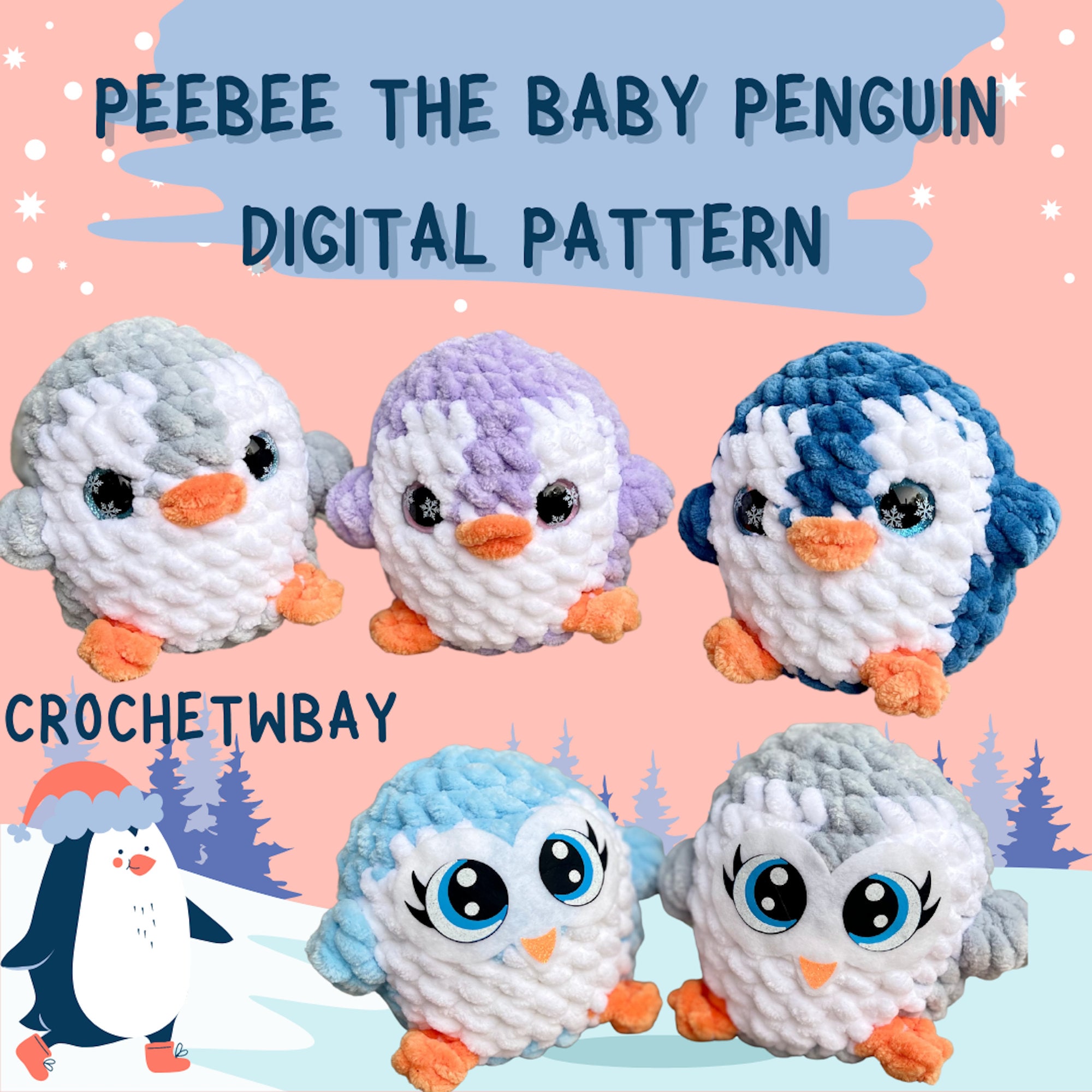 39 Crochet Penguin Patterns, Amigurumi, Blankets, and Keychains 6 Peebee the Baby Penguin Digital Crochet